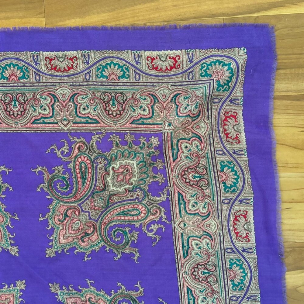 Vintage 100% wool Specialty House Scarf 34" x 28" - Picture 2 of 4